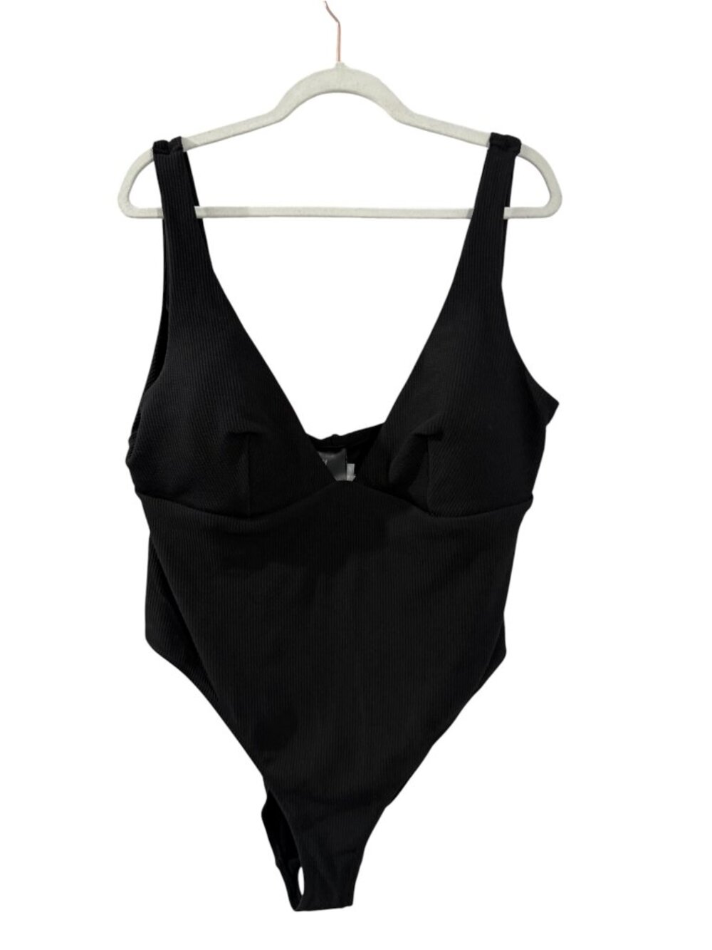 4/$20🧡 NWT H&M Black Ribbed One Piece Swimsuit XXL Plus Size